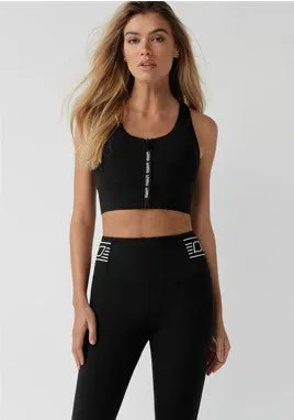 Lorna Jane Byron Zip Front Sports Bra in Black