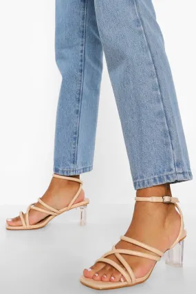 Low Strappy Clear Heel Sandal