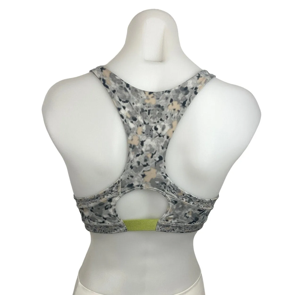 Lululemon Black Gray Leopard Scoop Neck Racerback Athletic Sports Bra Top Size S