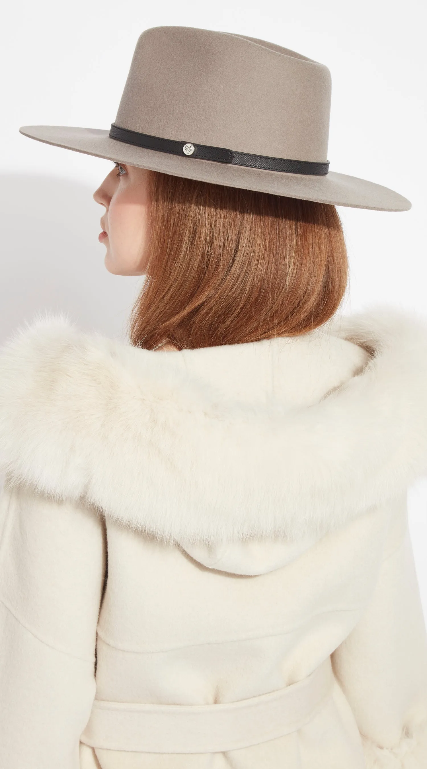 Luxy Wool Fedora Hat - Taupe/Black