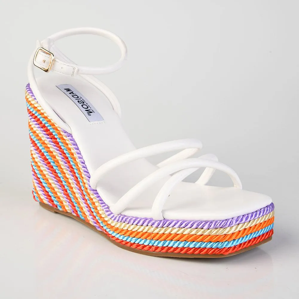 Madison Azalia White Rope Wedge Sandal