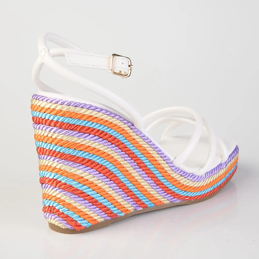 Madison Azalia White Rope Wedge Sandal