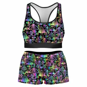 Magic Mushrooms Rave Bra and High Waist Booty Shorts Combo