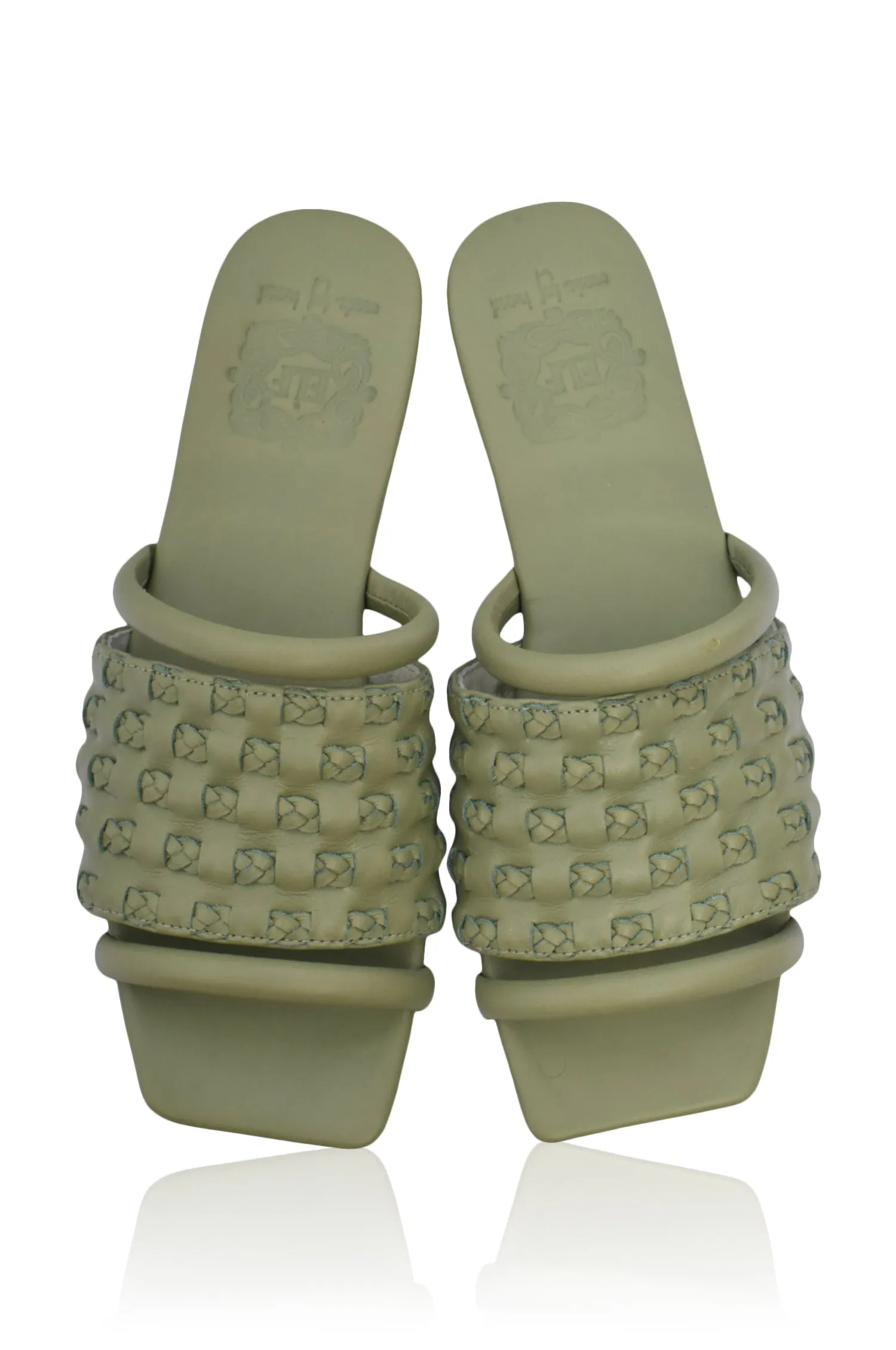 Olive Green Majorca Leather Slides