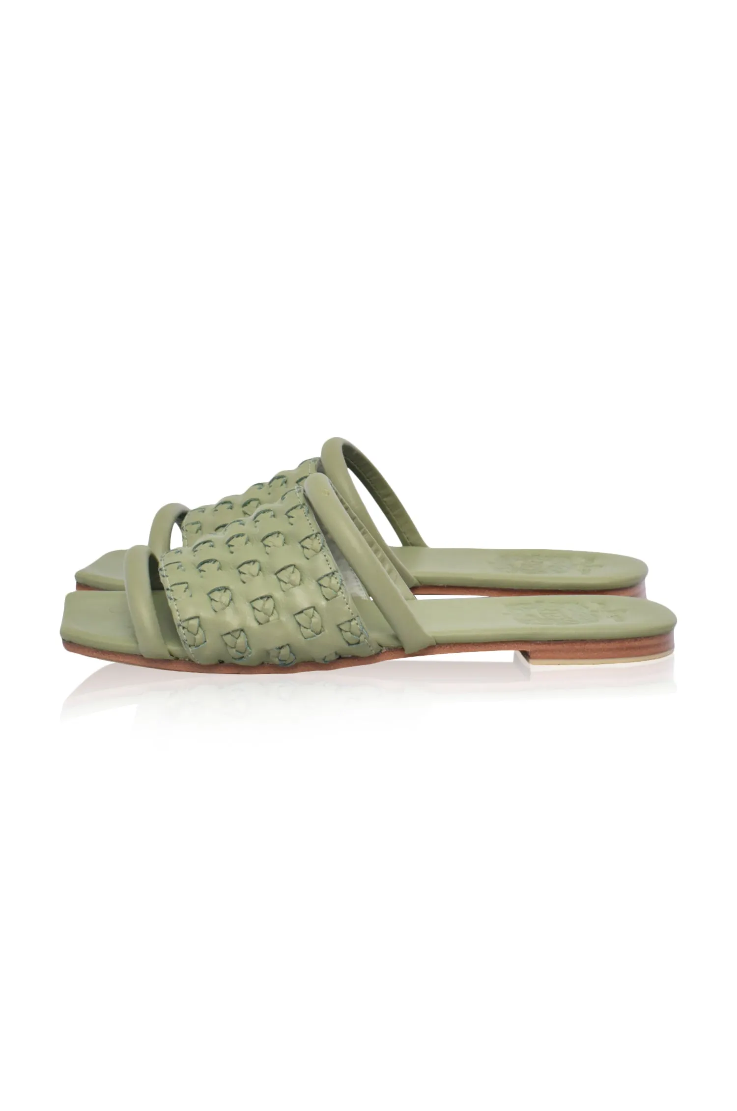 Olive Green Majorca Leather Slides