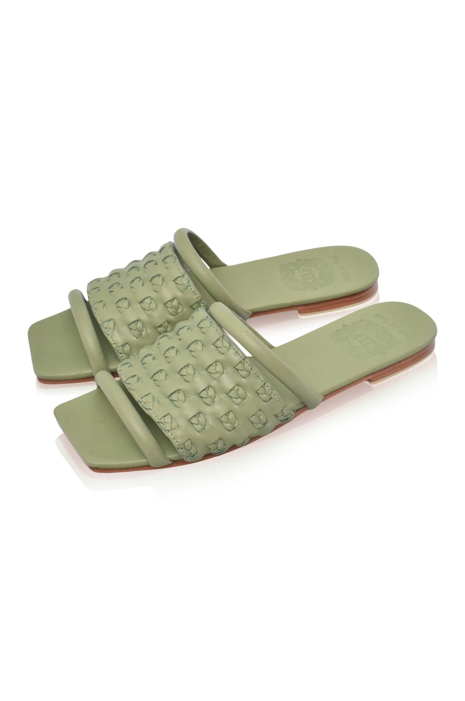 Olive Green Majorca Leather Slides