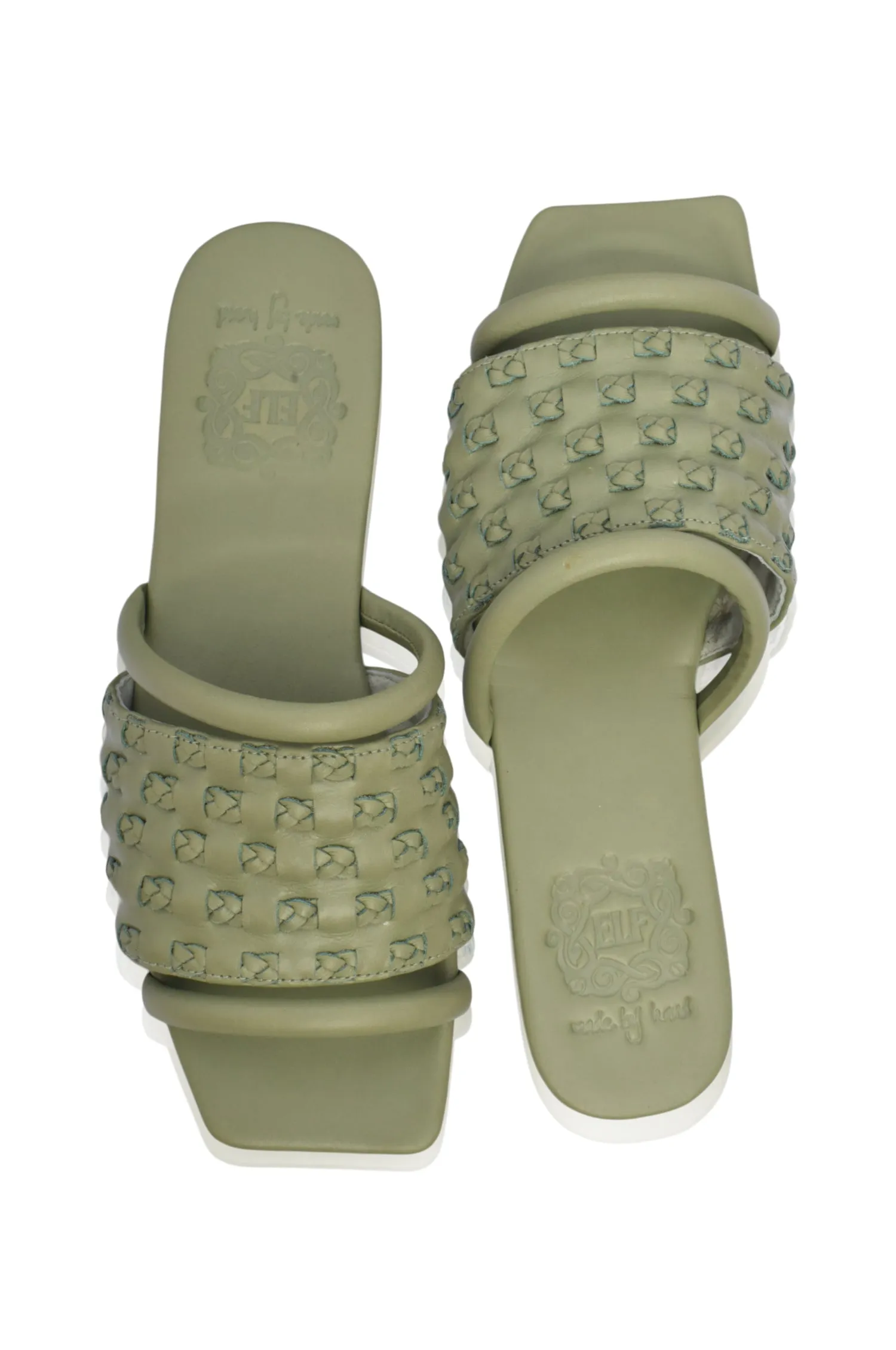 Olive Green Majorca Leather Slides