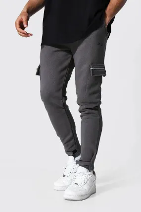 Man Zip Detail Cargo Joggers | boohooMAN UK