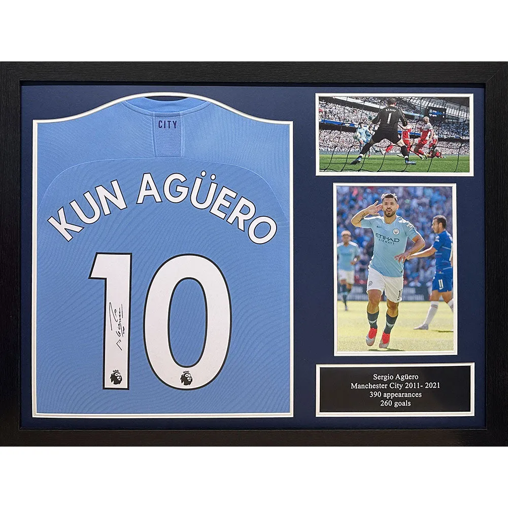 Manchester City Aguero Signed Shirt Wall Art