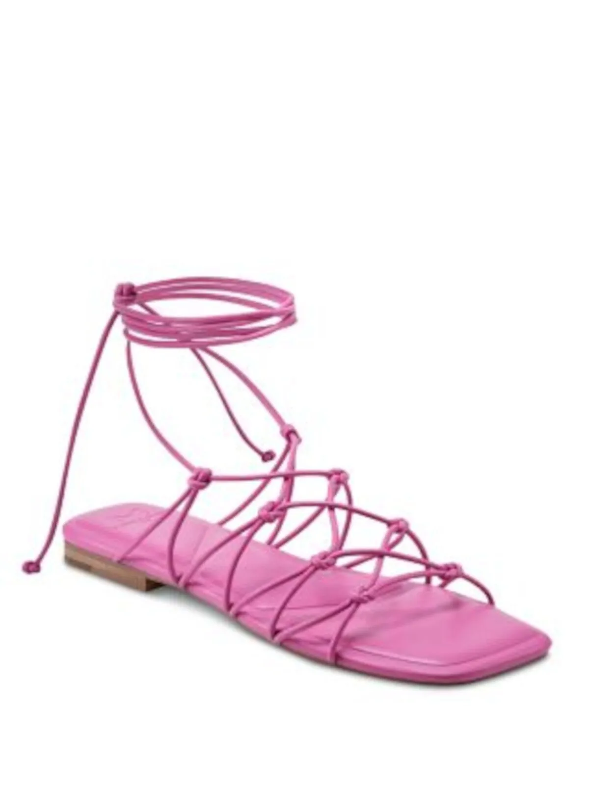 MARC FISHER LTD Pink Lace-Up Sandals for Women with Ankle Wrap and Square Toe