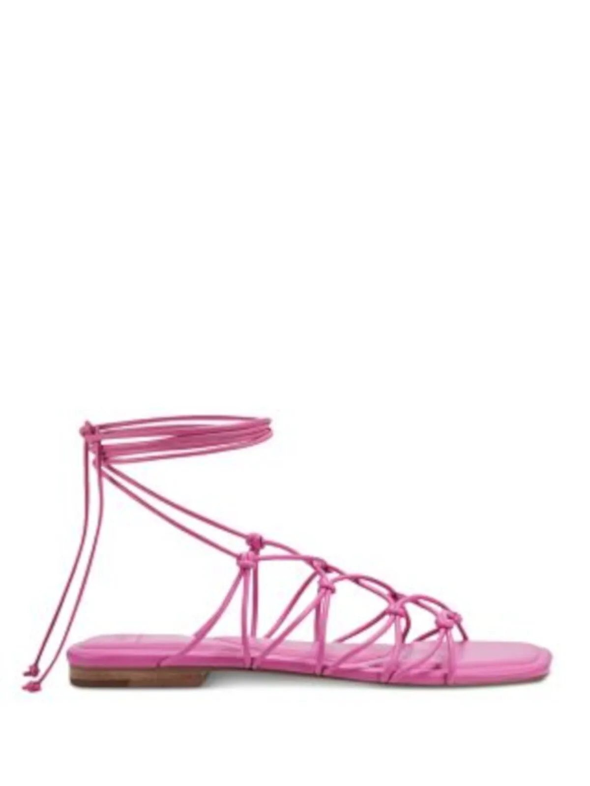 MARC FISHER LTD Pink Lace-Up Sandals for Women with Ankle Wrap and Square Toe