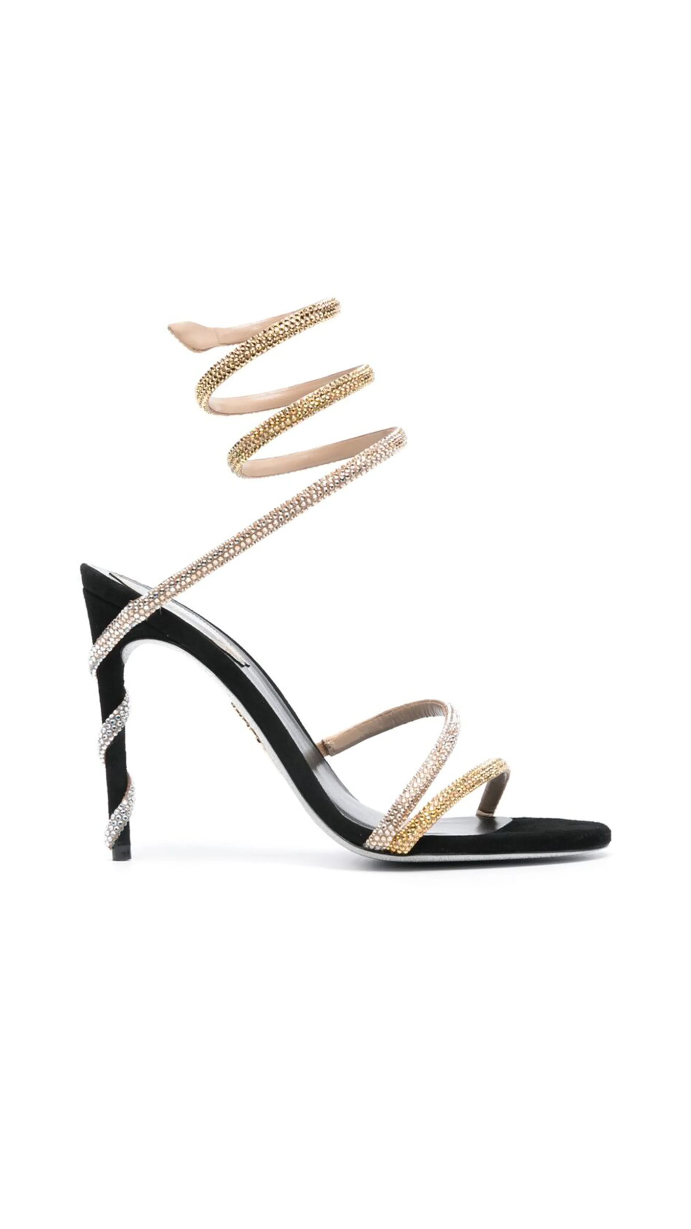 Black Gold Champagne Crystal Gradient Margot Sandals