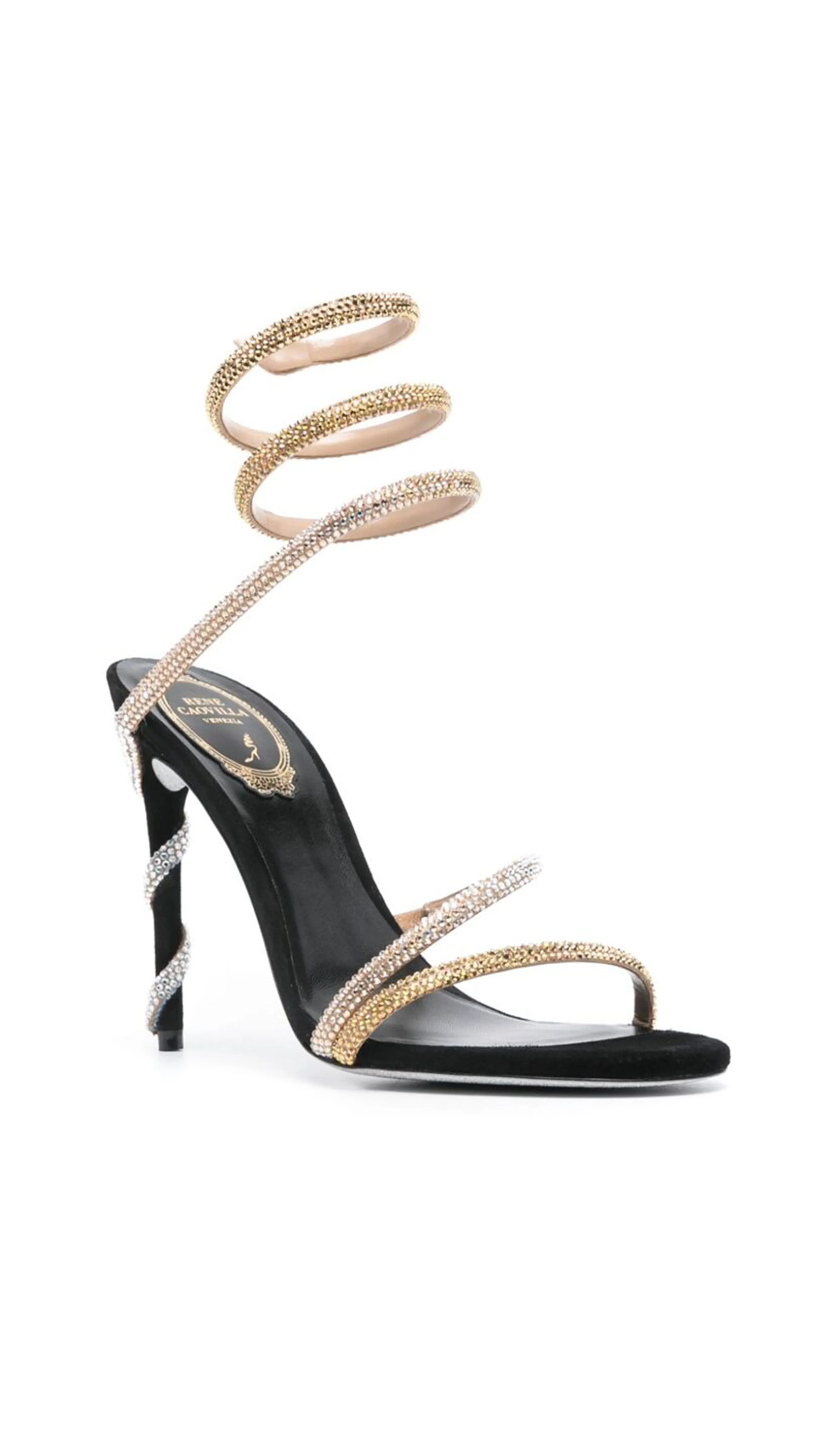 Black Gold Champagne Crystal Gradient Margot Sandals