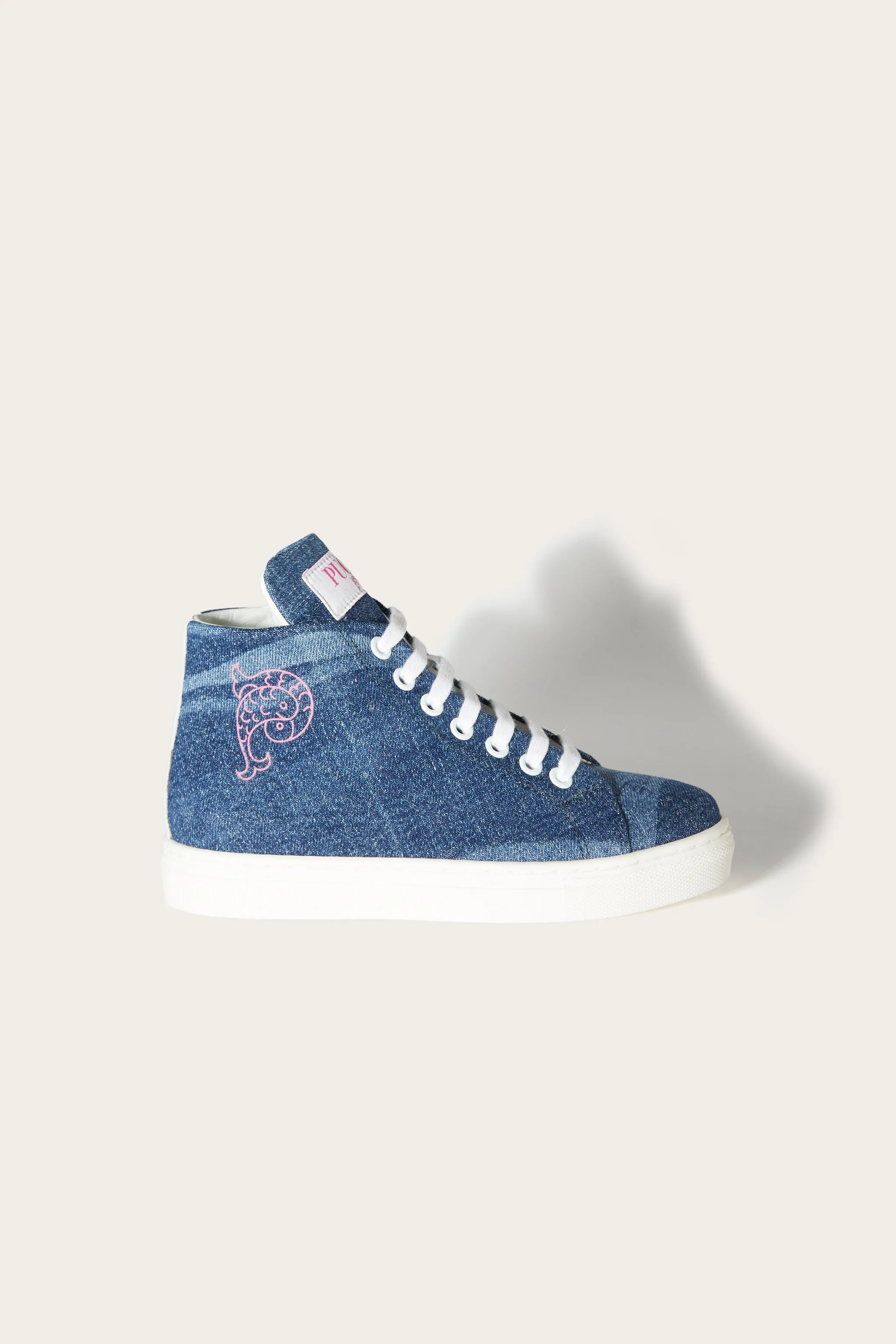 Marmo-Print Denim Sneakers