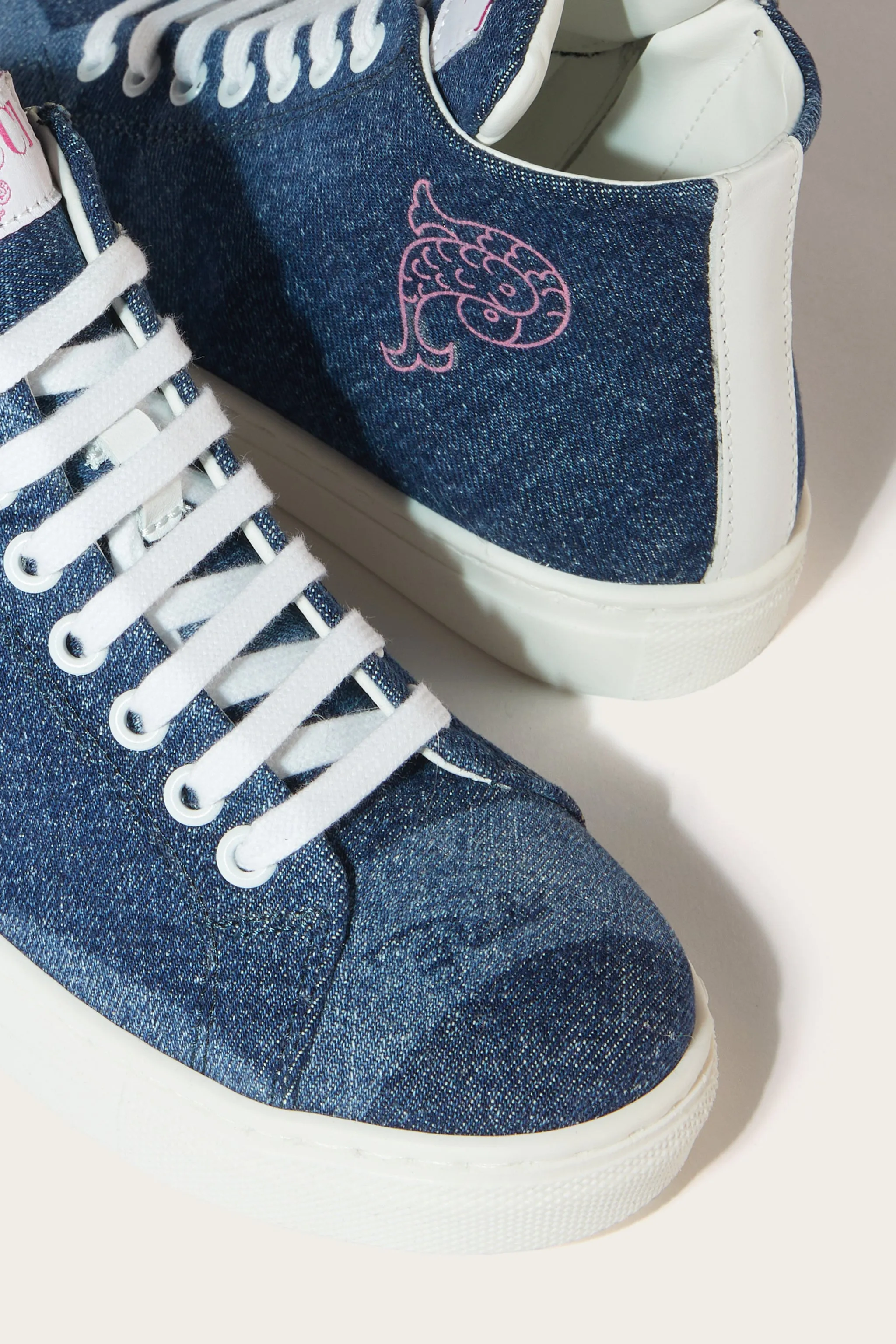 Marmo-Print Denim Sneakers