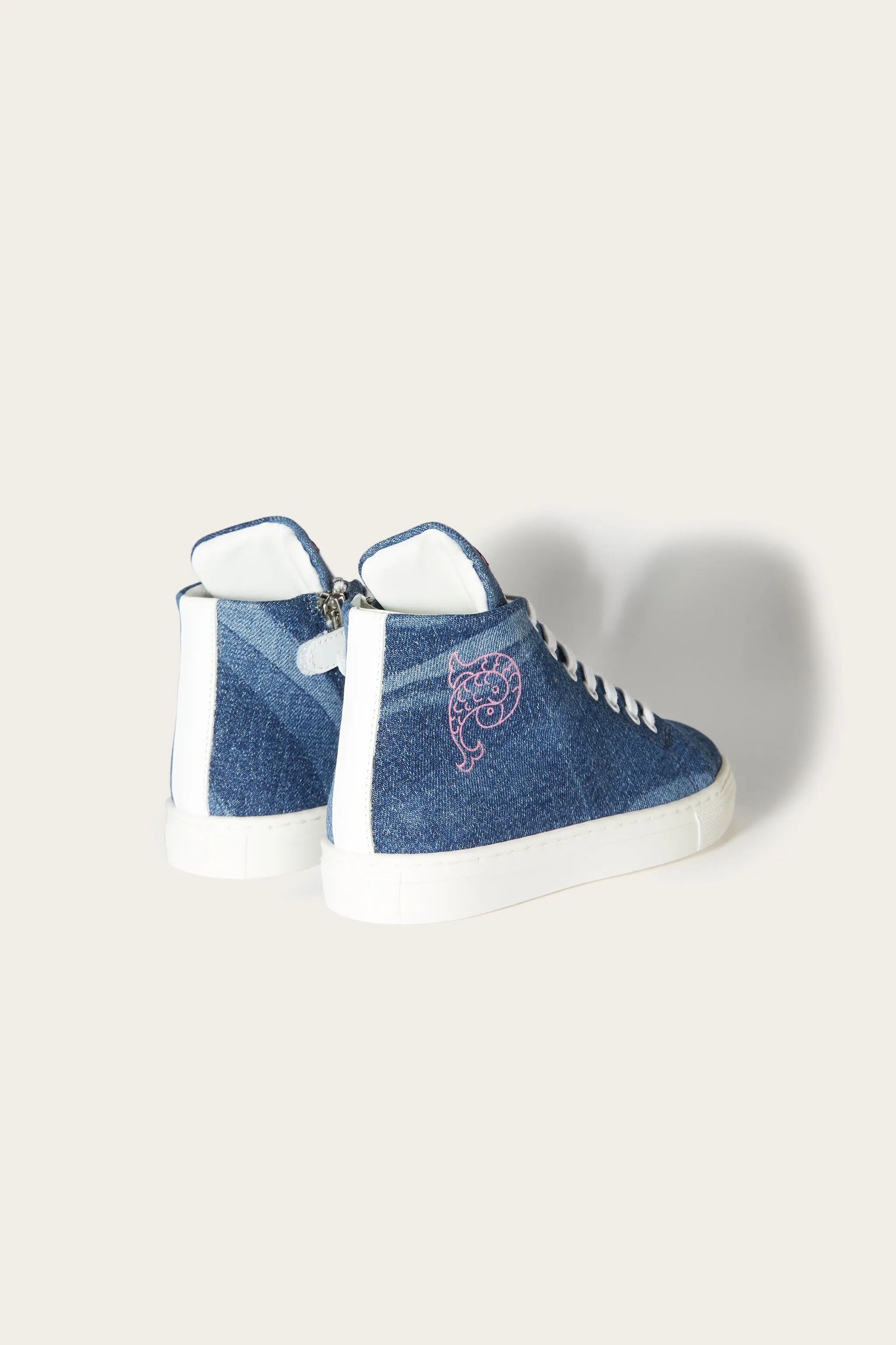 Marmo-Print Denim Sneakers