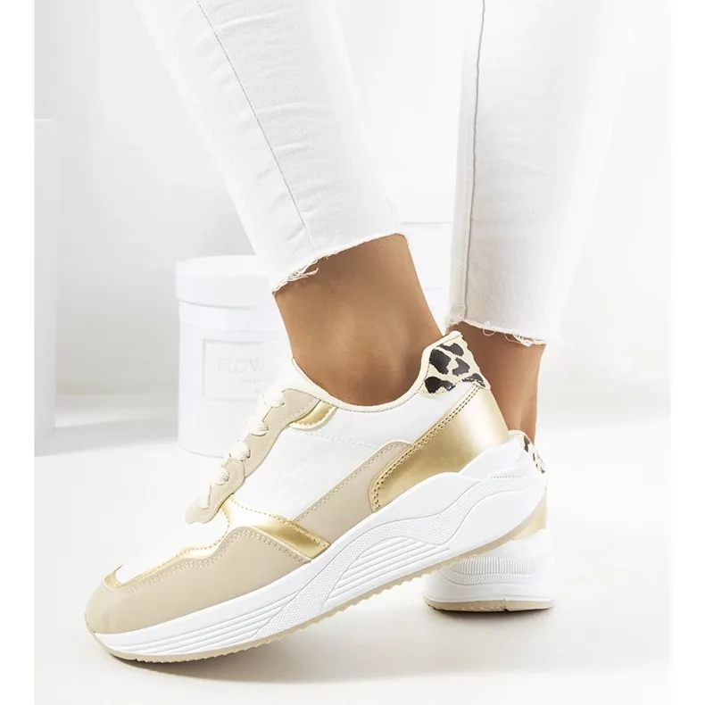 Mazzanta beige sneakers white golden