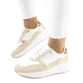 Mazzanta beige sneakers white golden