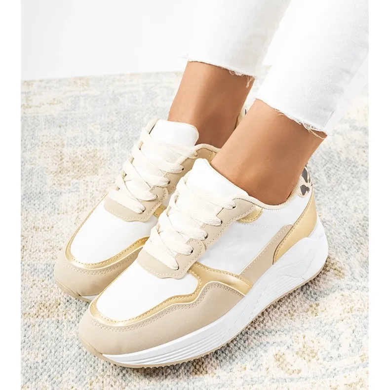 Mazzanta beige sneakers white golden