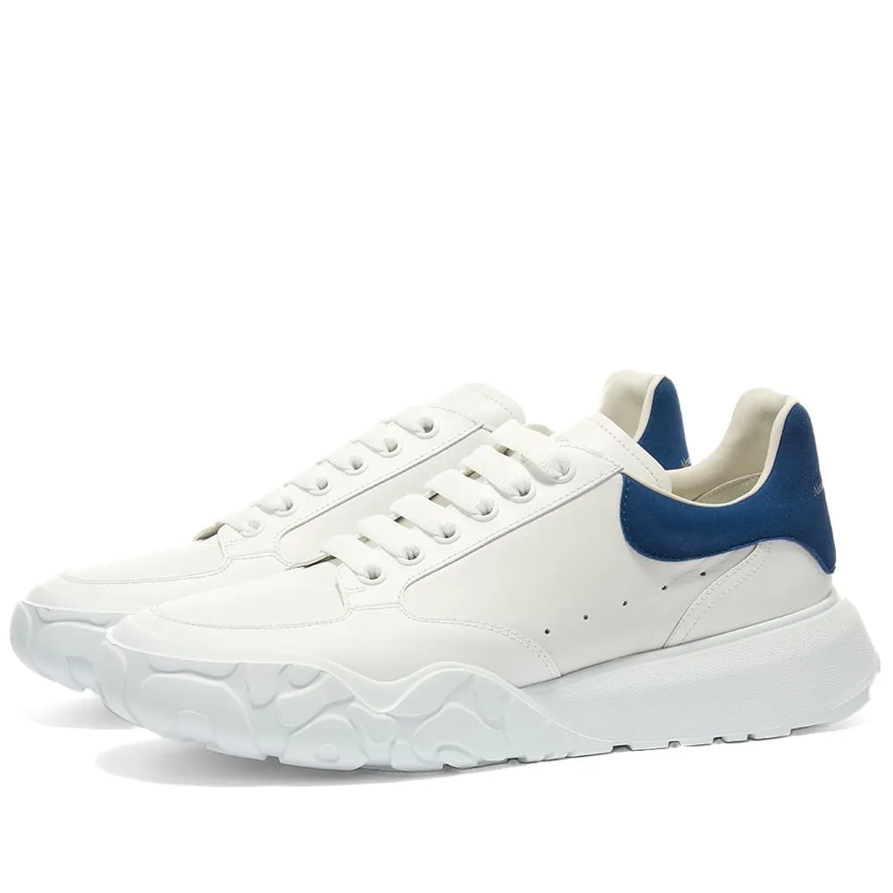 McQueen Blue & White Suede Heel Tab Wedge Sole Sneakers