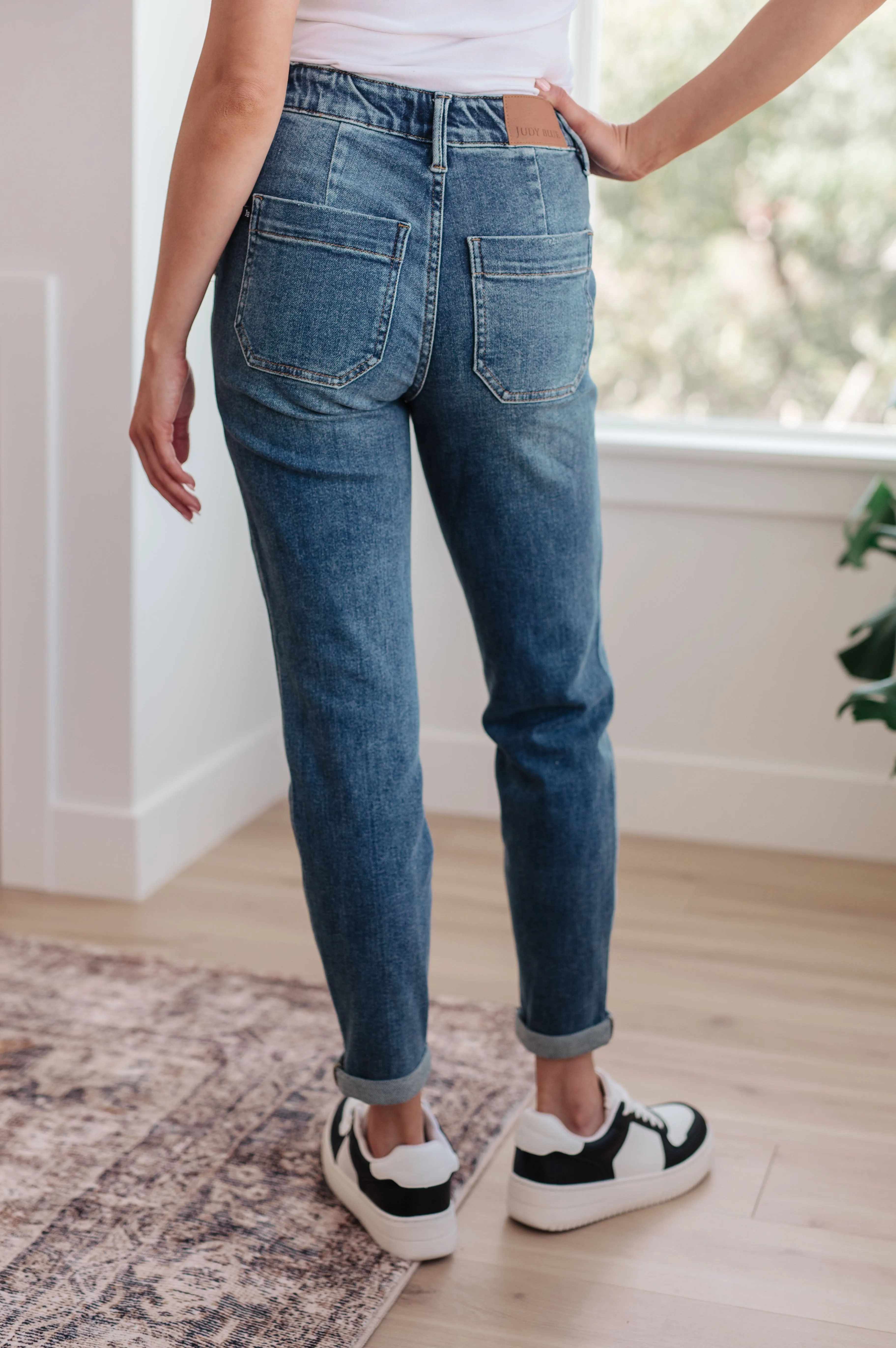 Medium Wash Pull On Denim Joggers by Payton