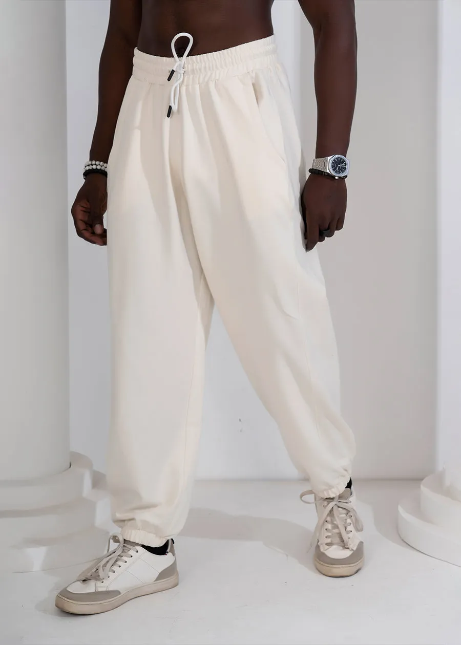 Men Premium Terry Loose Fit Joggers - Off White