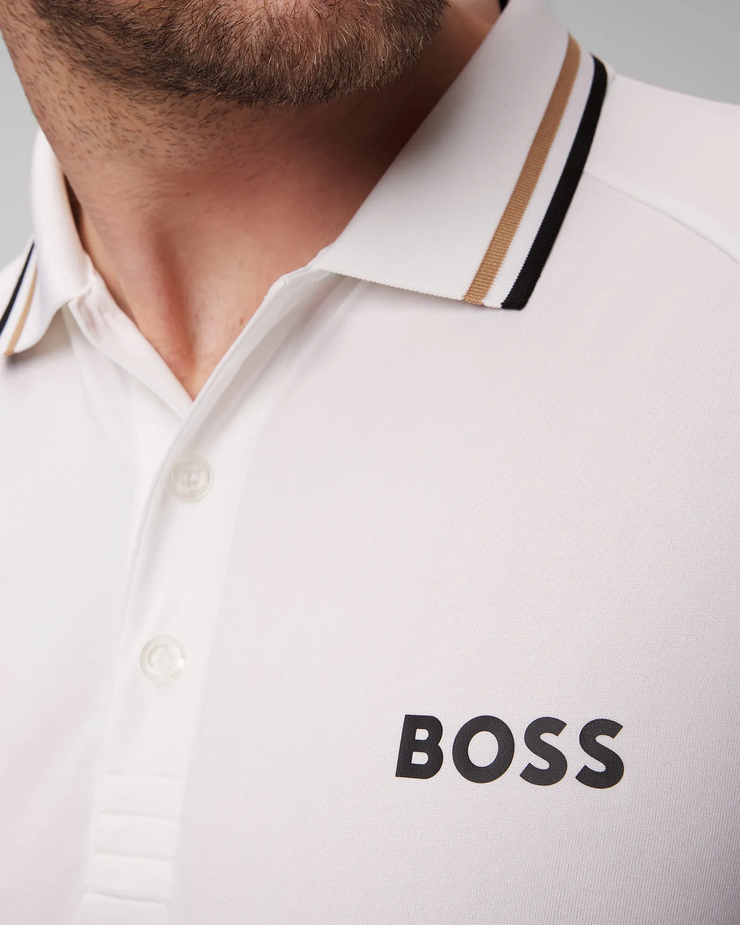 Men's white polo shirt BOSS x MATTEO BERRETTINI Patteo 50513181-100