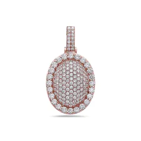 14K Rose Gold Oval Pendant Men 3.25 CT Diamonds