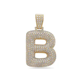 Men's 14K Yellow Gold 'B' Pendant with 7.82 CT Diamonds