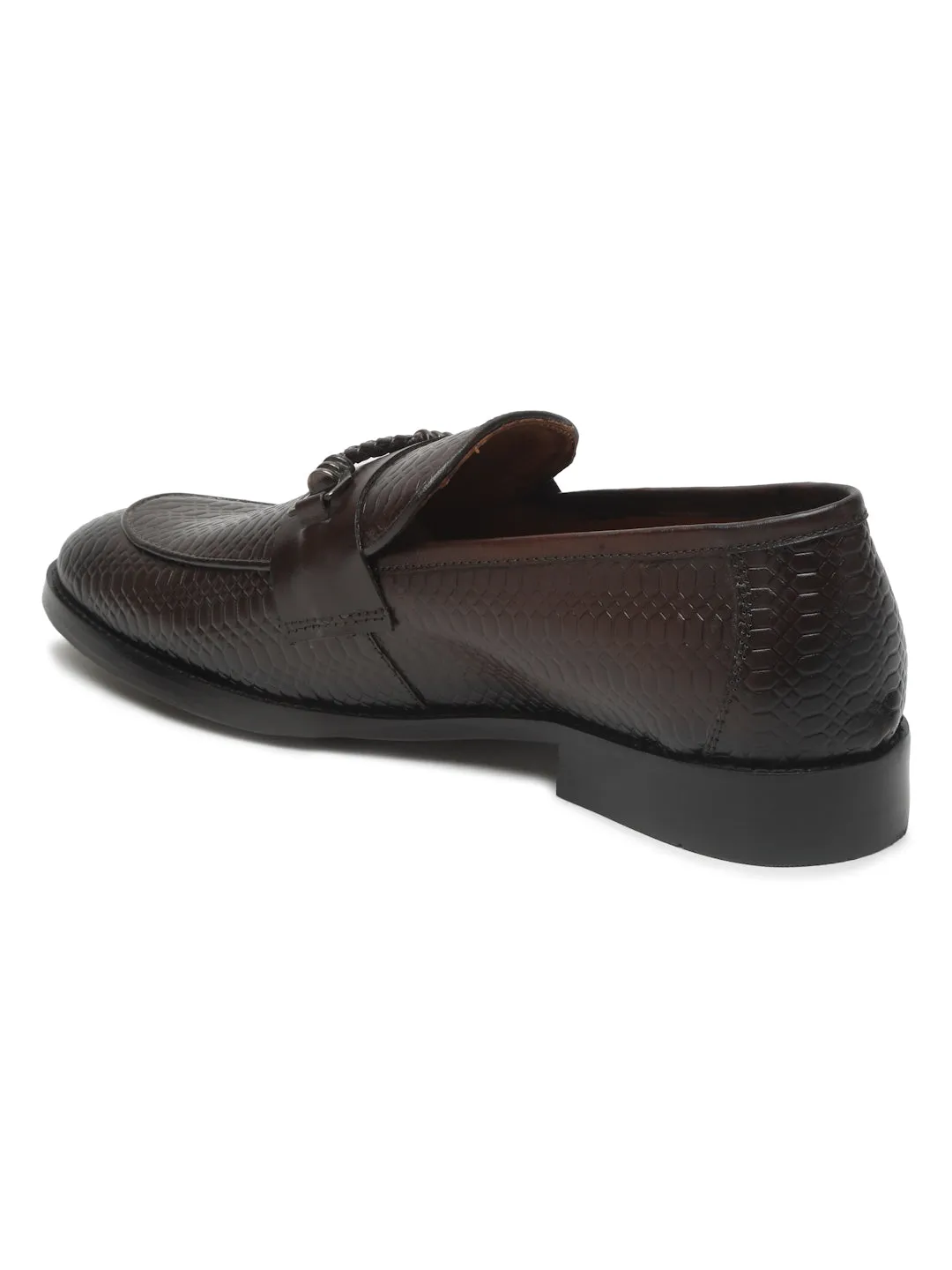 Men's Brown Texture Leather Slip-on shoes