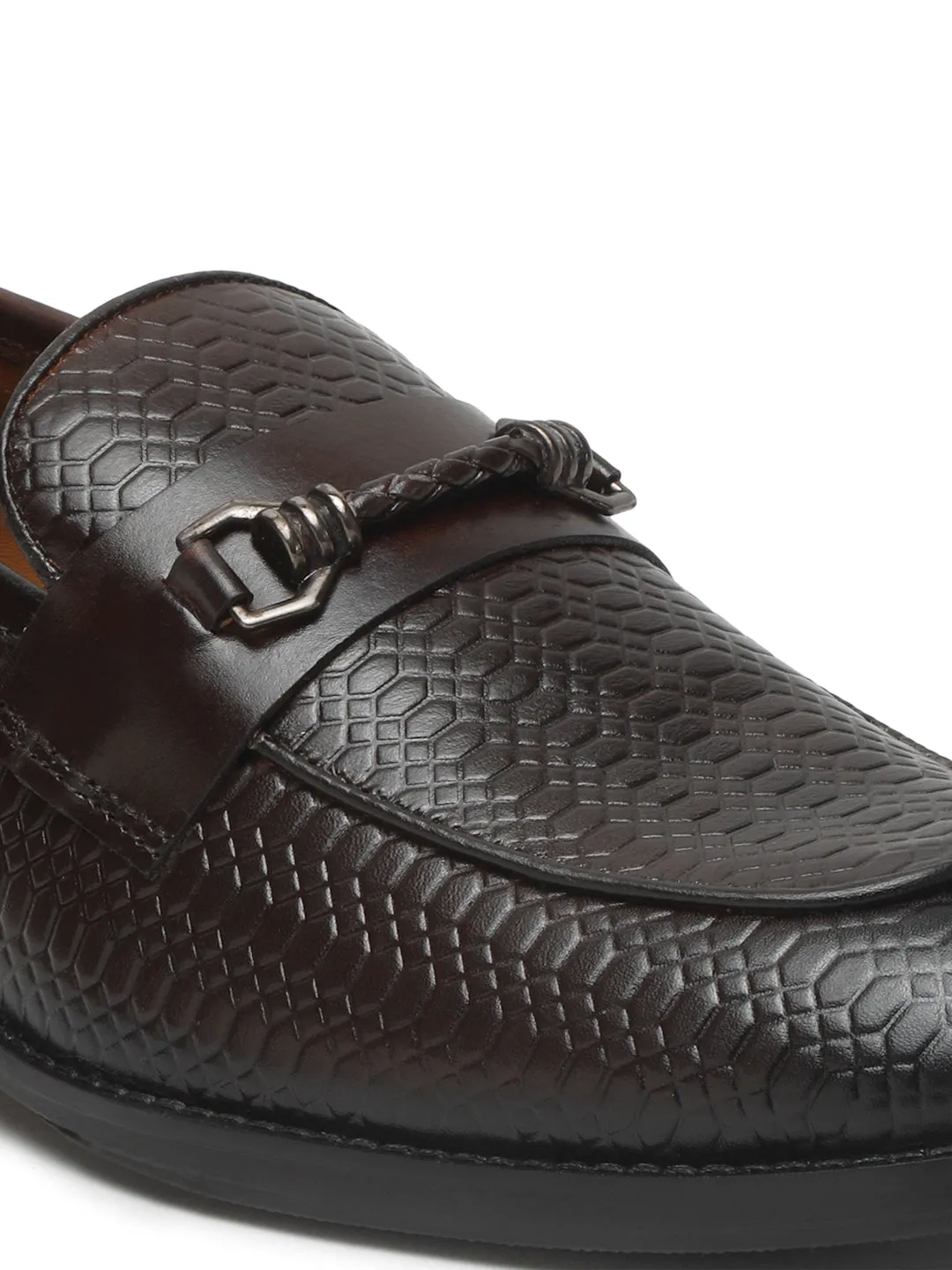 Men's Brown Texture Leather Slip-on shoes