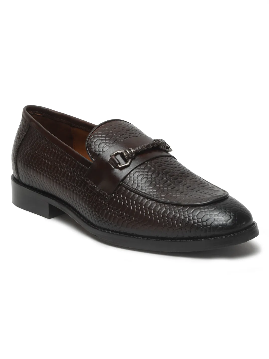 Men's Brown Texture Leather Slip-on shoes