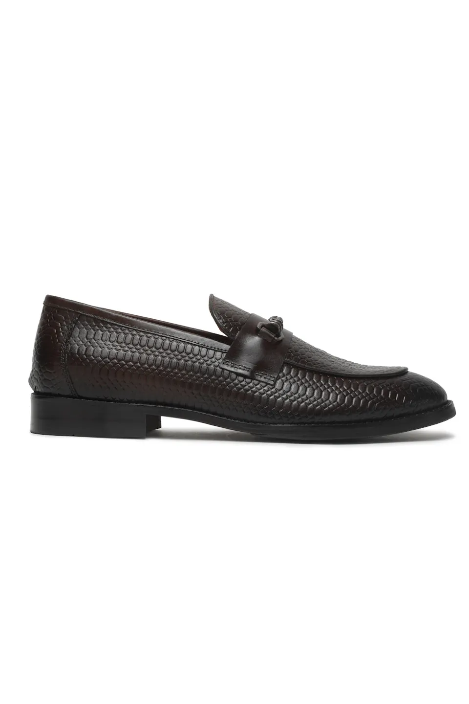 Men's Brown Texture Leather Slip-on shoes