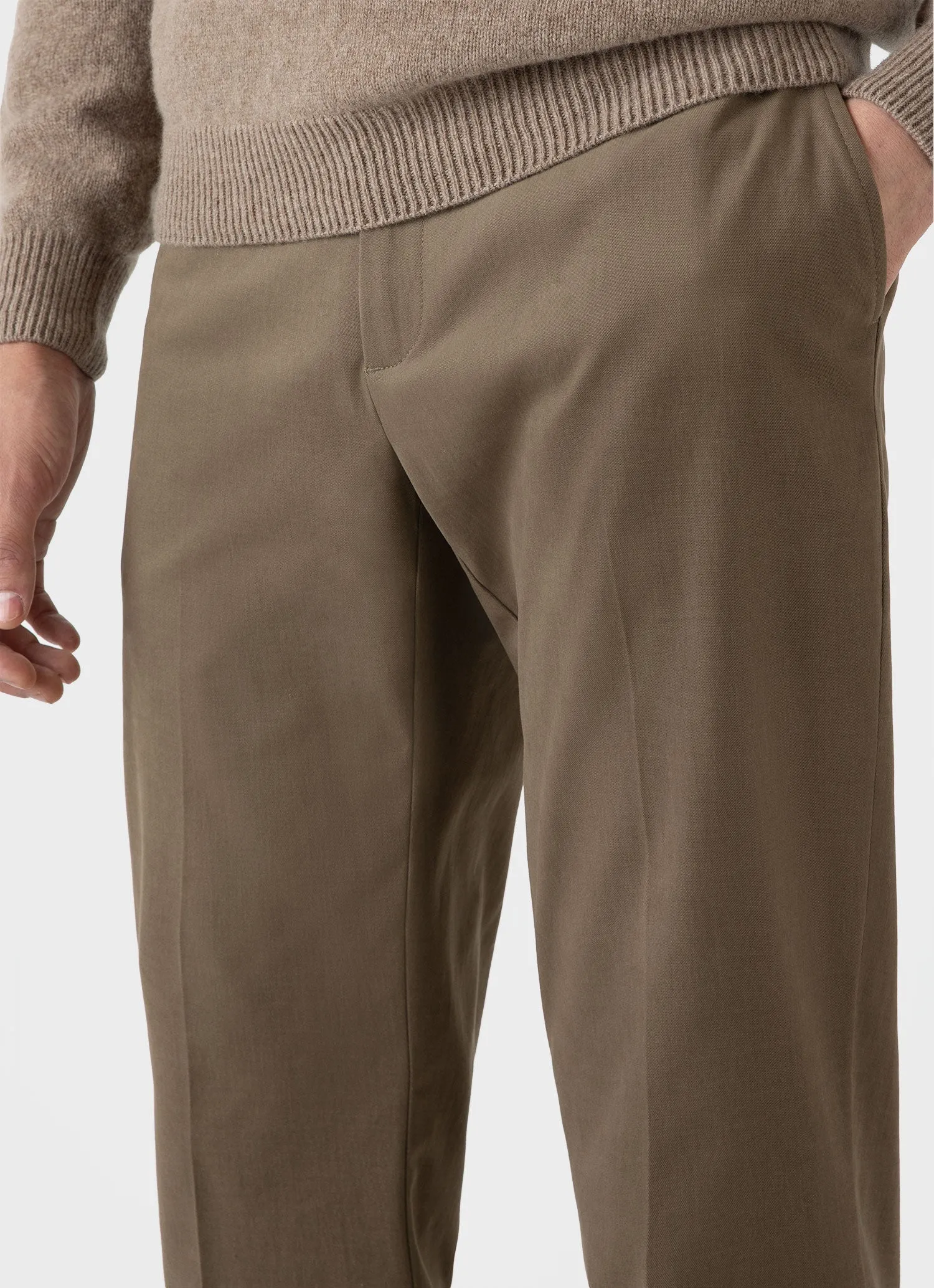 Men's Brushed Cotton Wool Trouser in Sandstone