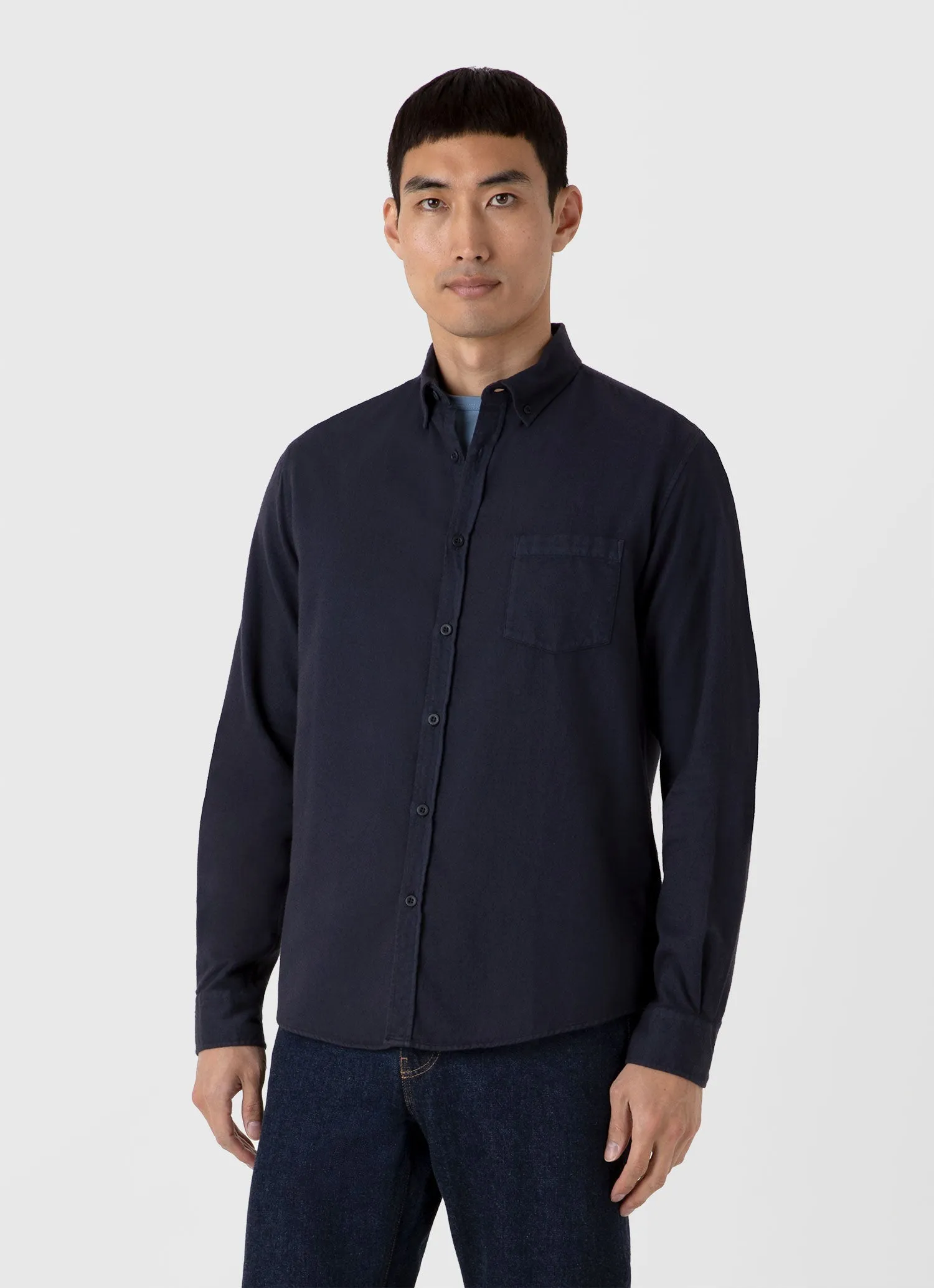 Men's Button Down Flannel Shirt in Navy