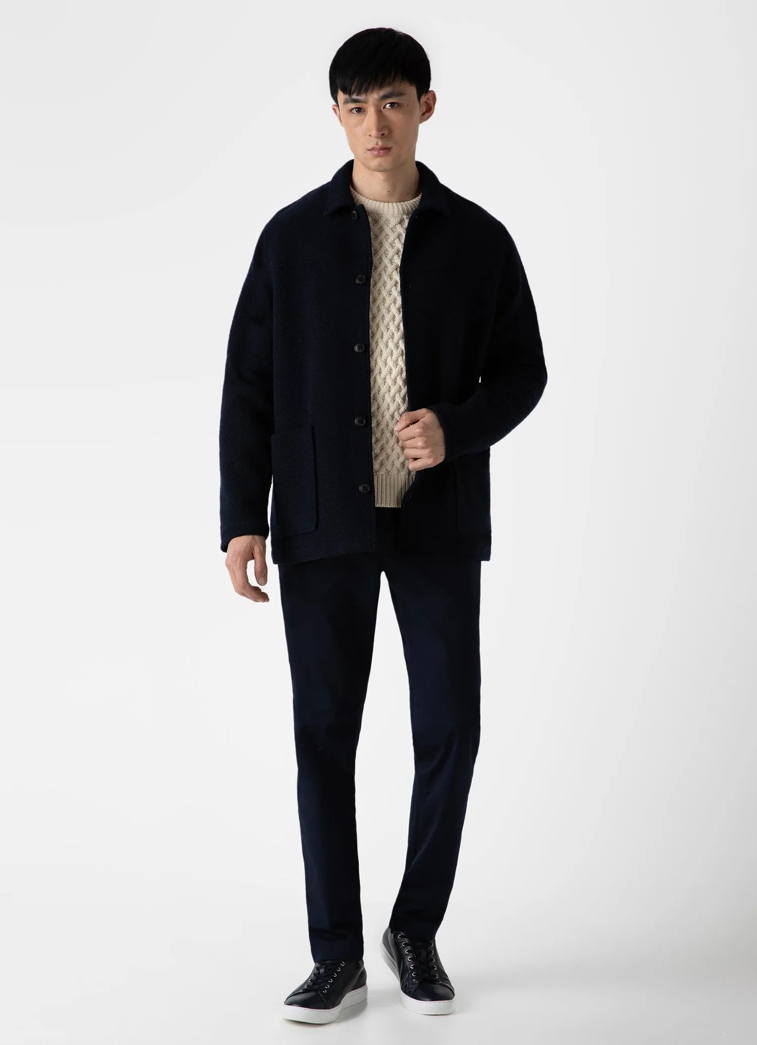 Men's Cable Knit Jumper in Ecru