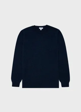 Men's Cashmere Crew Neck Jumper in Navy Melange