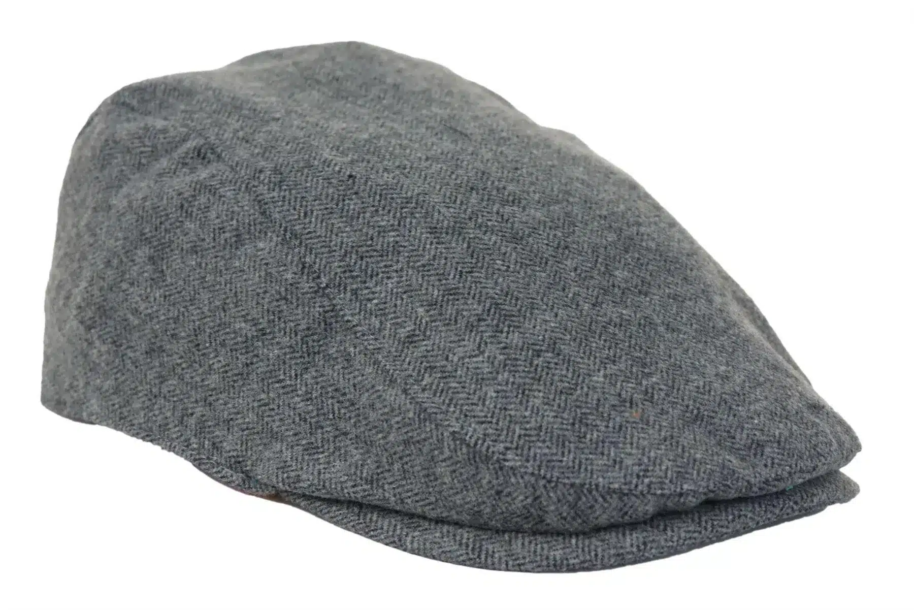 Mens Flatcap Hat Baker Boy 8 Panel Grandad Tweed Herringbone Grey Vintage