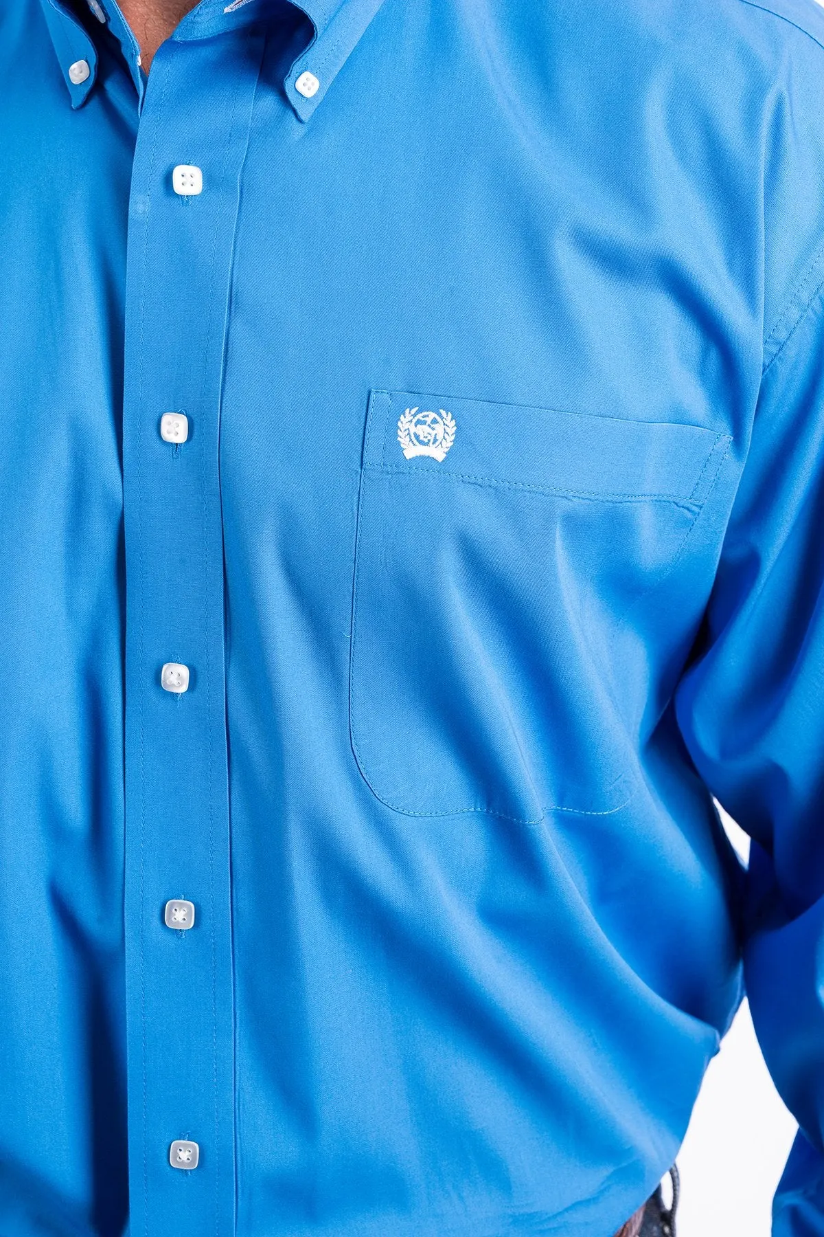 Men's Solid Blue Button Shirt