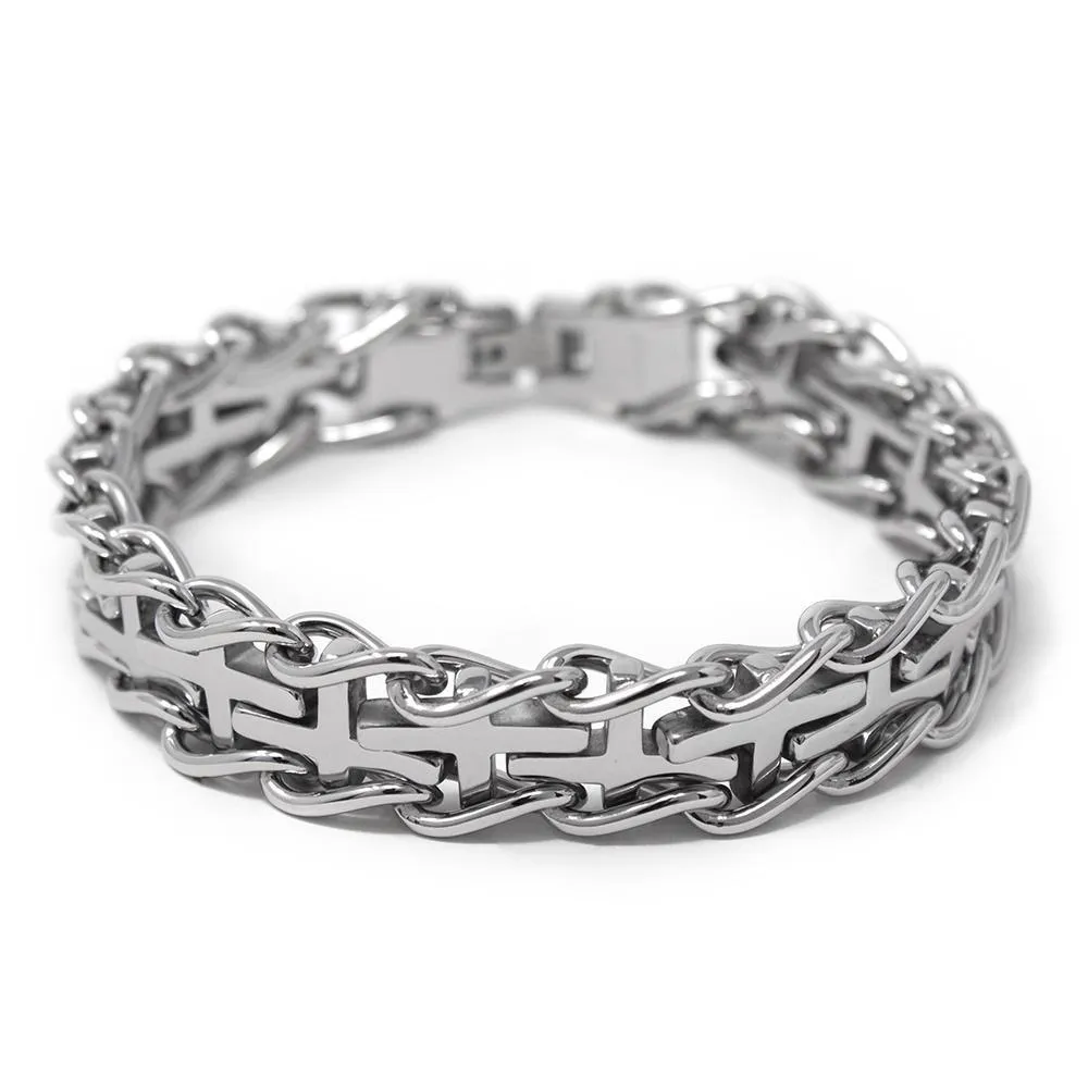 Stainless Steel Cross Chain Bracelet for Men