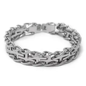 Stainless Steel Cross Chain Bracelet for Men