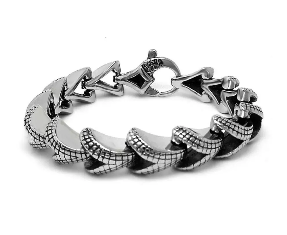 Mens Stainless Steel Snake Bracelet 8.5