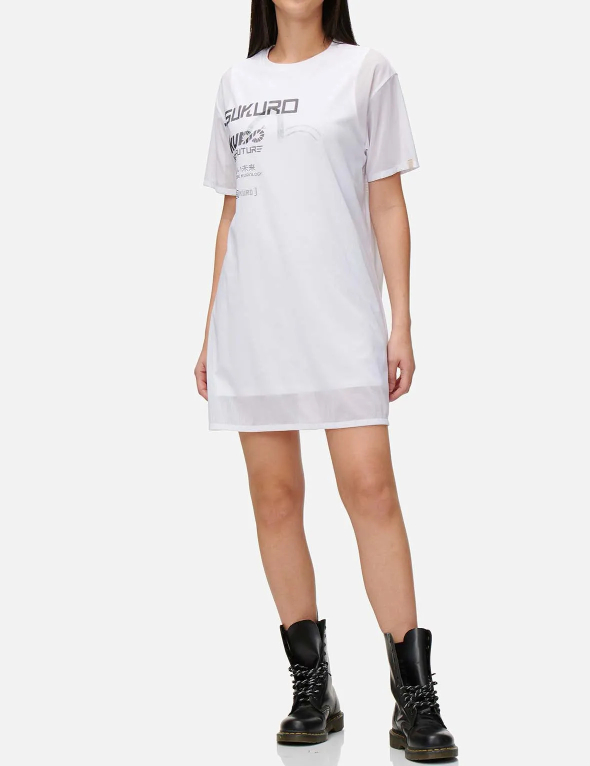 Mesh Overlay T-shirt Dress