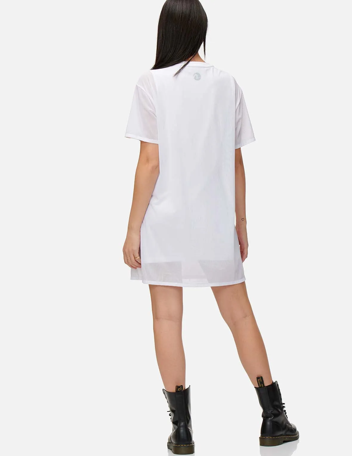 Mesh Overlay T-shirt Dress