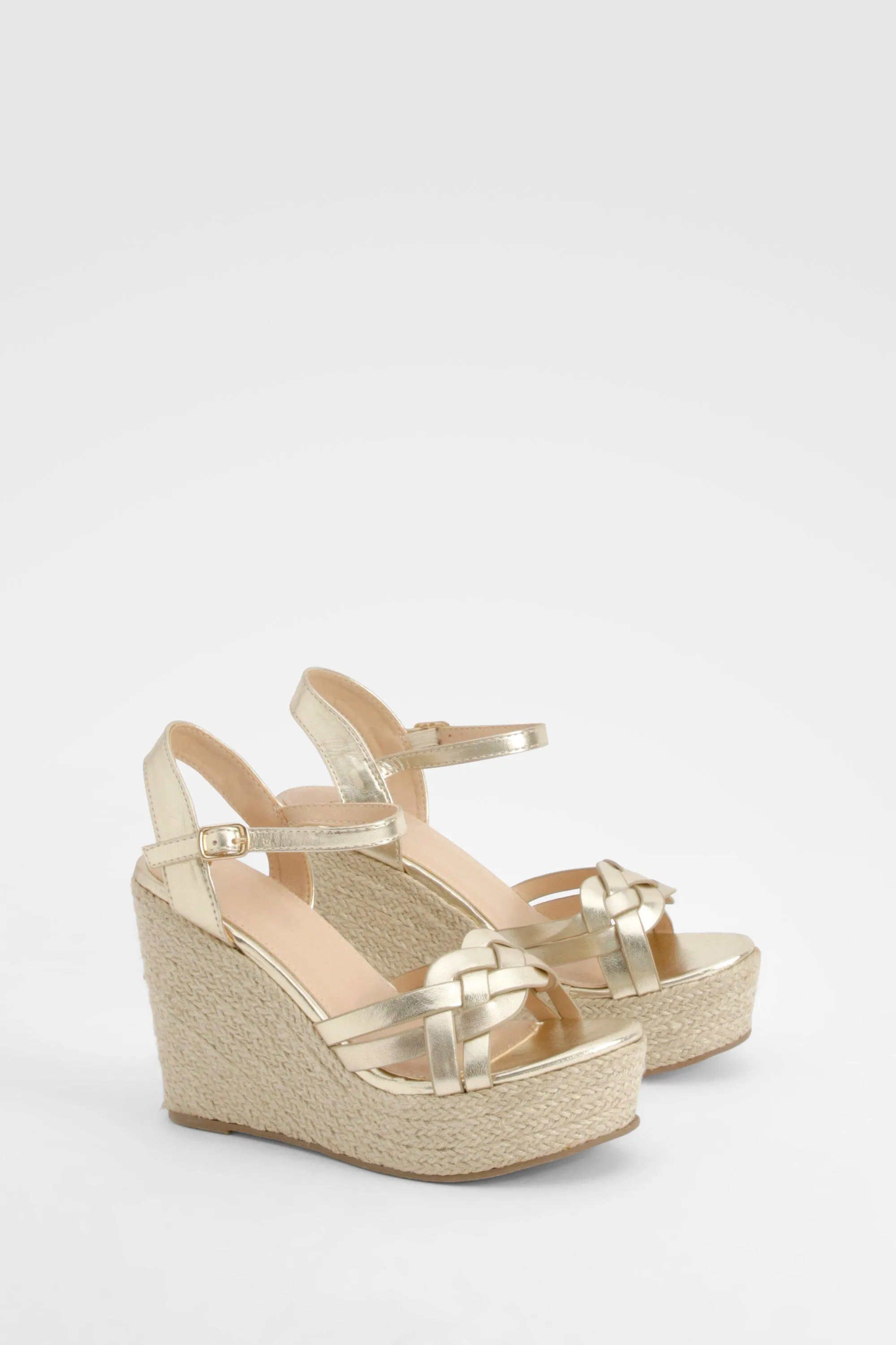 Metallic Woven Front Espadrille Wedges