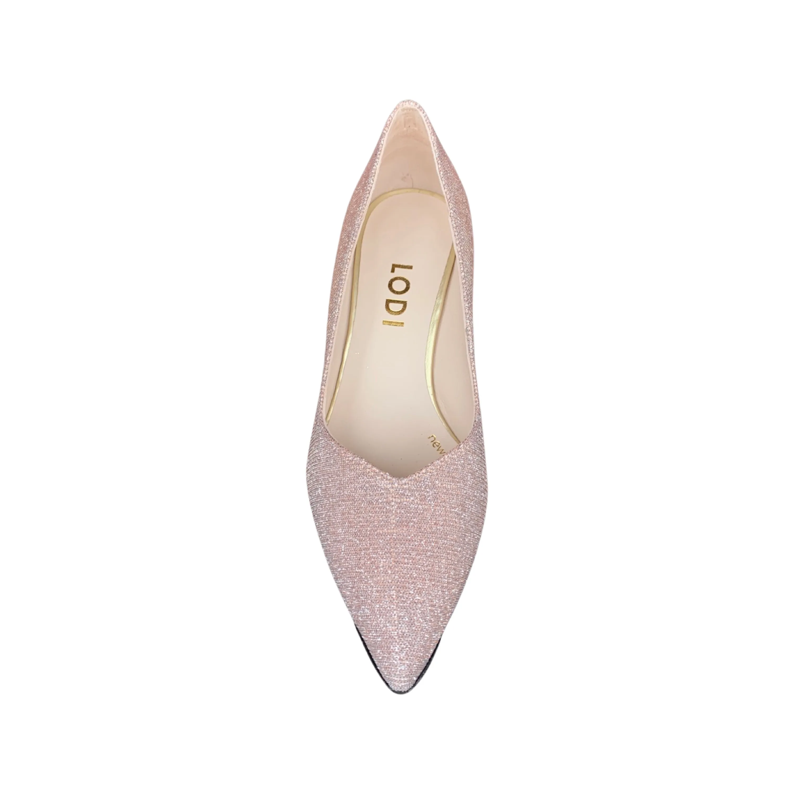 Pink Shimmer Block Heel Pump by Mili Te