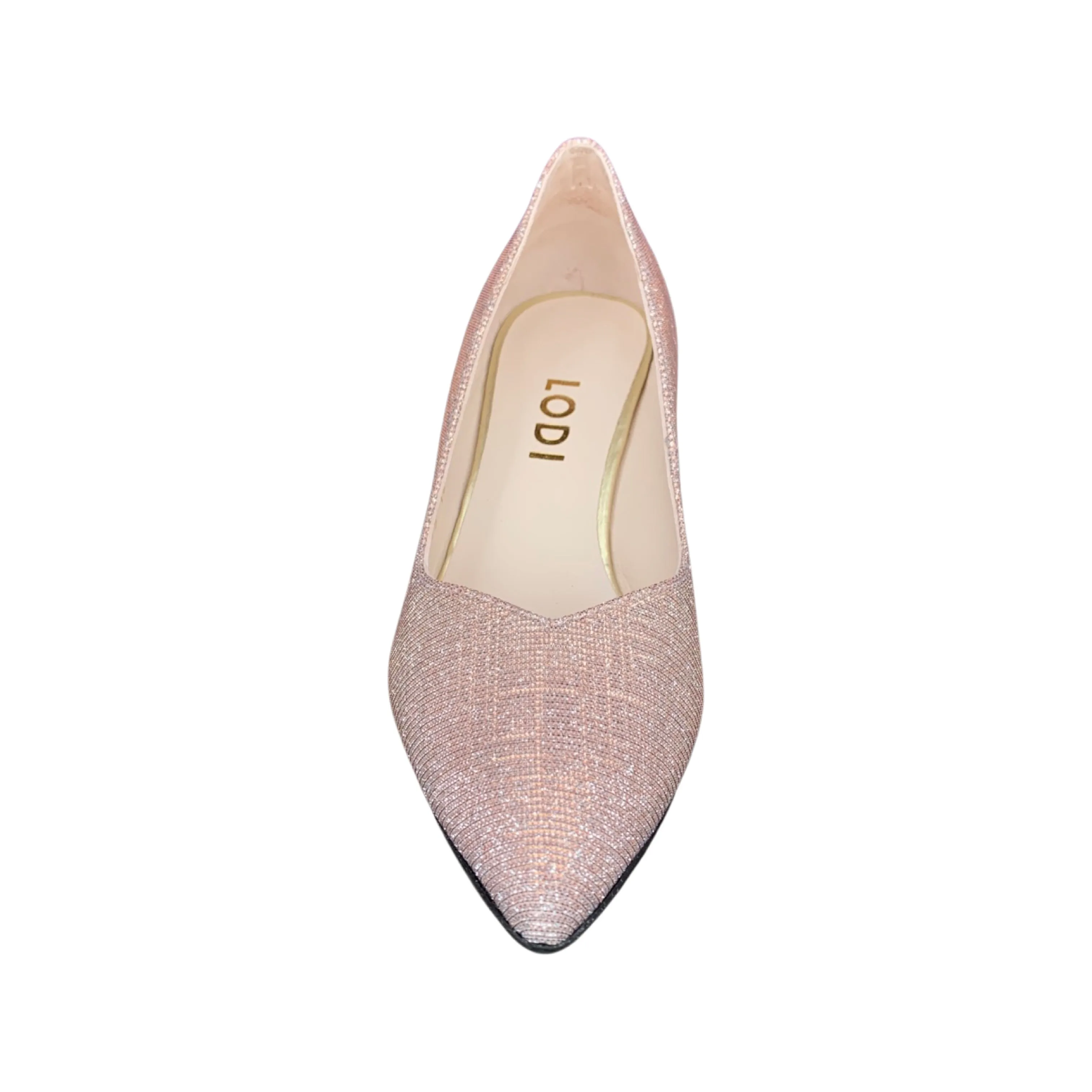 Pink Shimmer Block Heel Pump by Mili Te