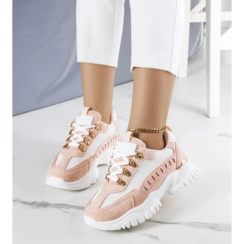 Mindy white and pink sneakers