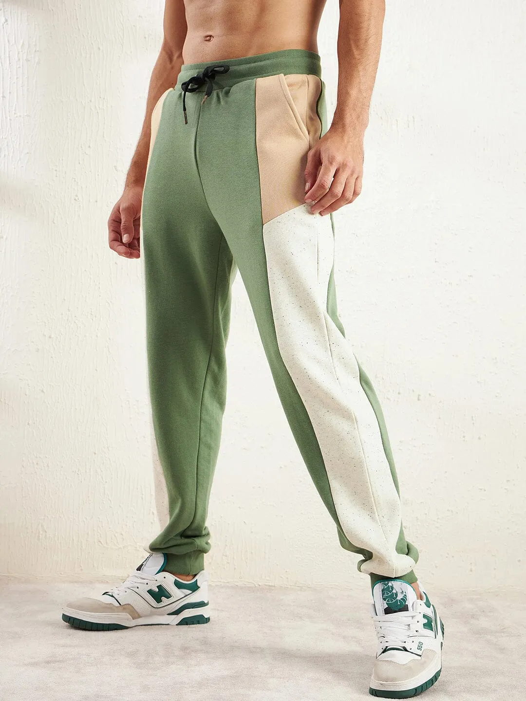 Mineral Green Cut And Sew Relaxed Fit Joggers