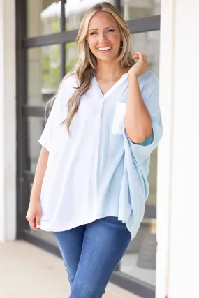 Mistake Top Powder Blue White - Beautiful Option